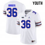 Youth Florida Gators #36 Chief Borders NCAA Nike White Authentic Stitched College Football Jersey PFX7762PU